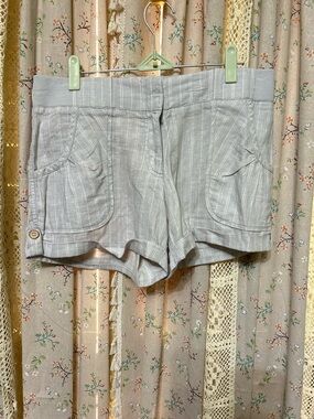 Carve Designs Linen Blend Shorts Gray Stripe Elastic Waist Size 6 NWOT